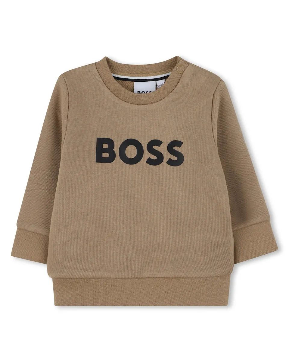 

Детский свитер с длинным рукавом BOSS Kidswear, светло-коричневый