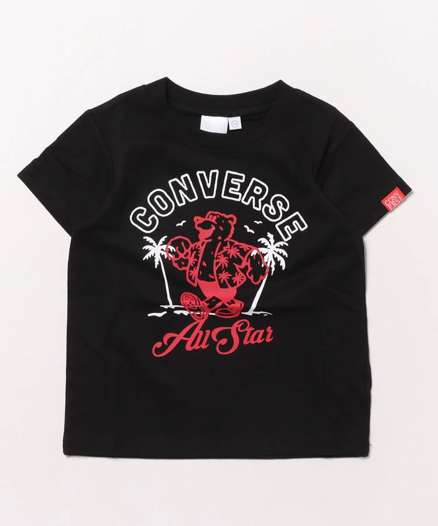 Детская футболка с принтом медведя CONVERSE чёрная