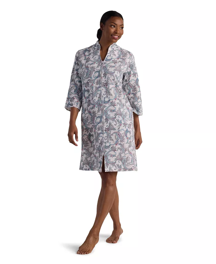 

Женский короткий халат на молнии с принтом и рукавами 3/4 Miss Elaine