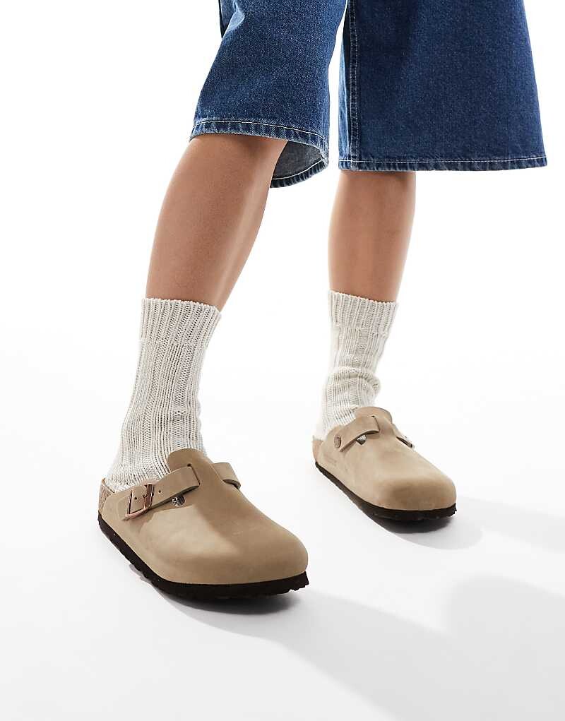 Сабо Birkenstock унисекс Boston из кожи, пропитанной табачным маслом — фото 2