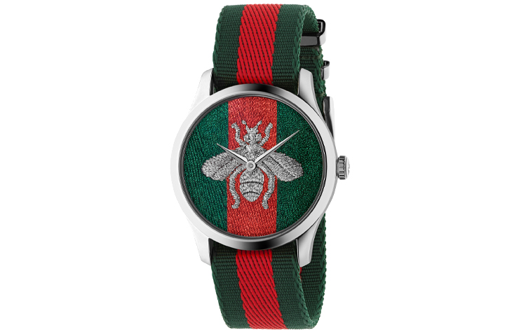 

GUCCI Часы G Timeless Collection Wrist Watch Quartz Movement Nylon Strap Red Watch Dial Unisex