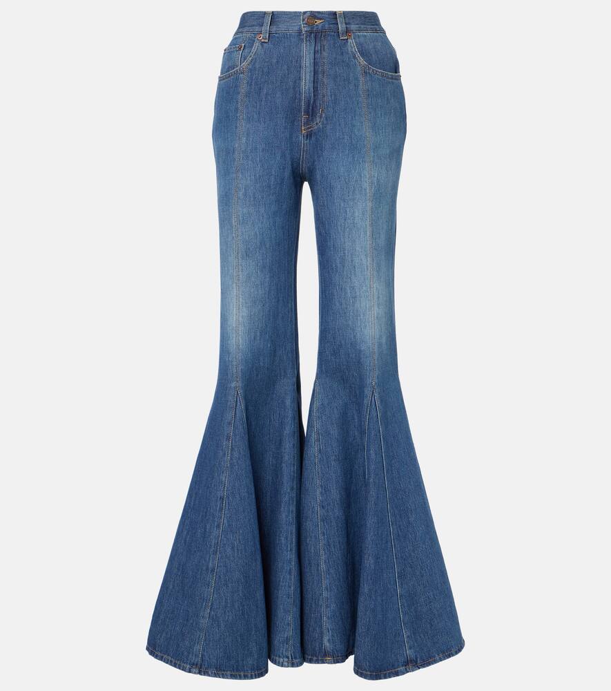 

Джинсы-клёш с кожаными вставками Chloé, Night Blue