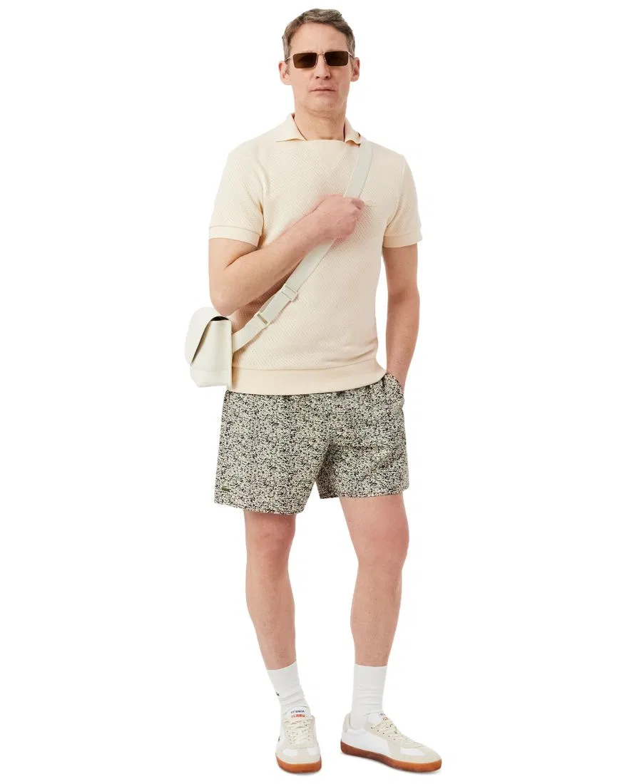 Мужская хлопковая рубашка-поло стандартного кроя с кружевом Lacoste, Naturel Clair — фото 2