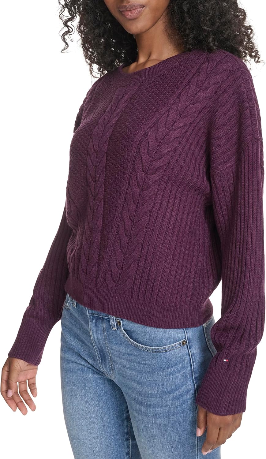 Женский однотонный свитер Bobbi с круглым вырезом Tommy Hilfiger, Aubergine — фото 3