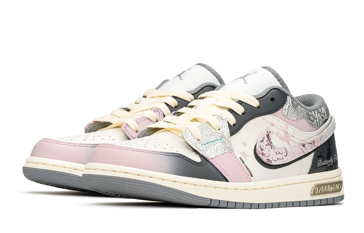 Кроссовки Air Jordan 1 Vintage Basketball Shoes Women's Low-top Grey/Pink/Silver, серый — фото 4