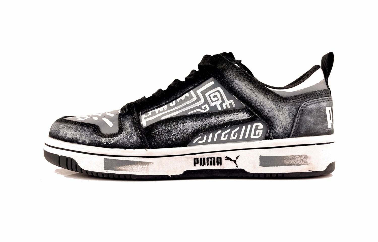 

Кроссовки Puma Rebound Layup Skateboarding Shoes Unisex Low-top Black/white/gray, черный/белый/серый