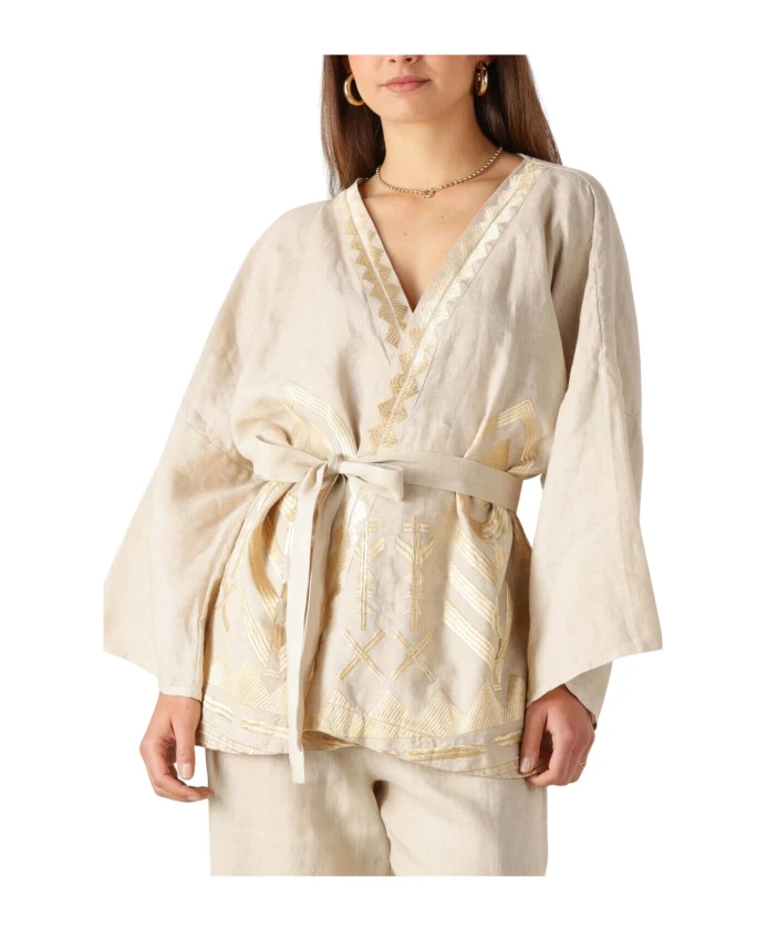 

Бежевая льняная блузка Greek Archaic Kori, бежевый