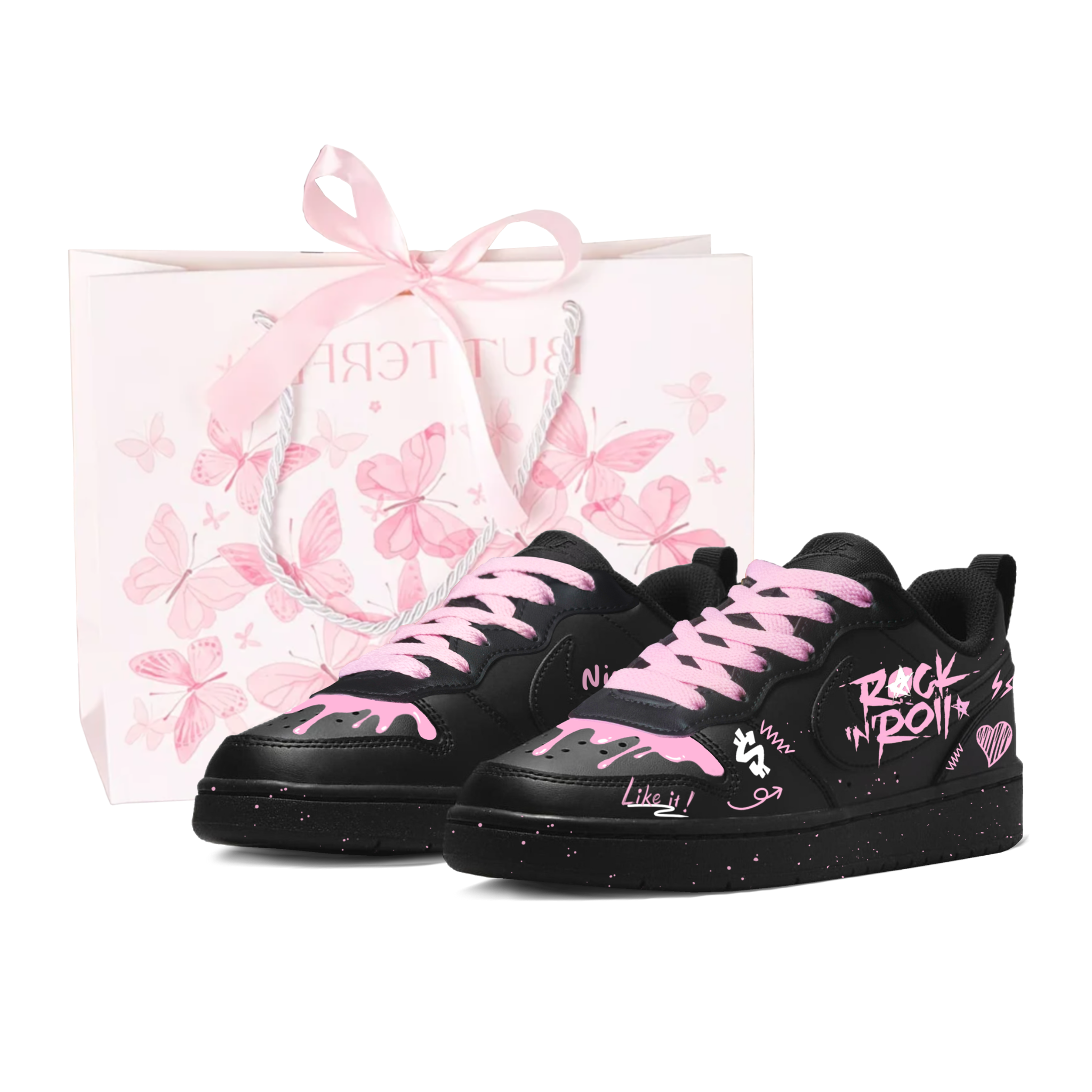 

Nike Court Borough Pink Cloud, Shopping Bag Slip Resistant Abrasion Resistant Low top Kids' Skateboarding Shoes