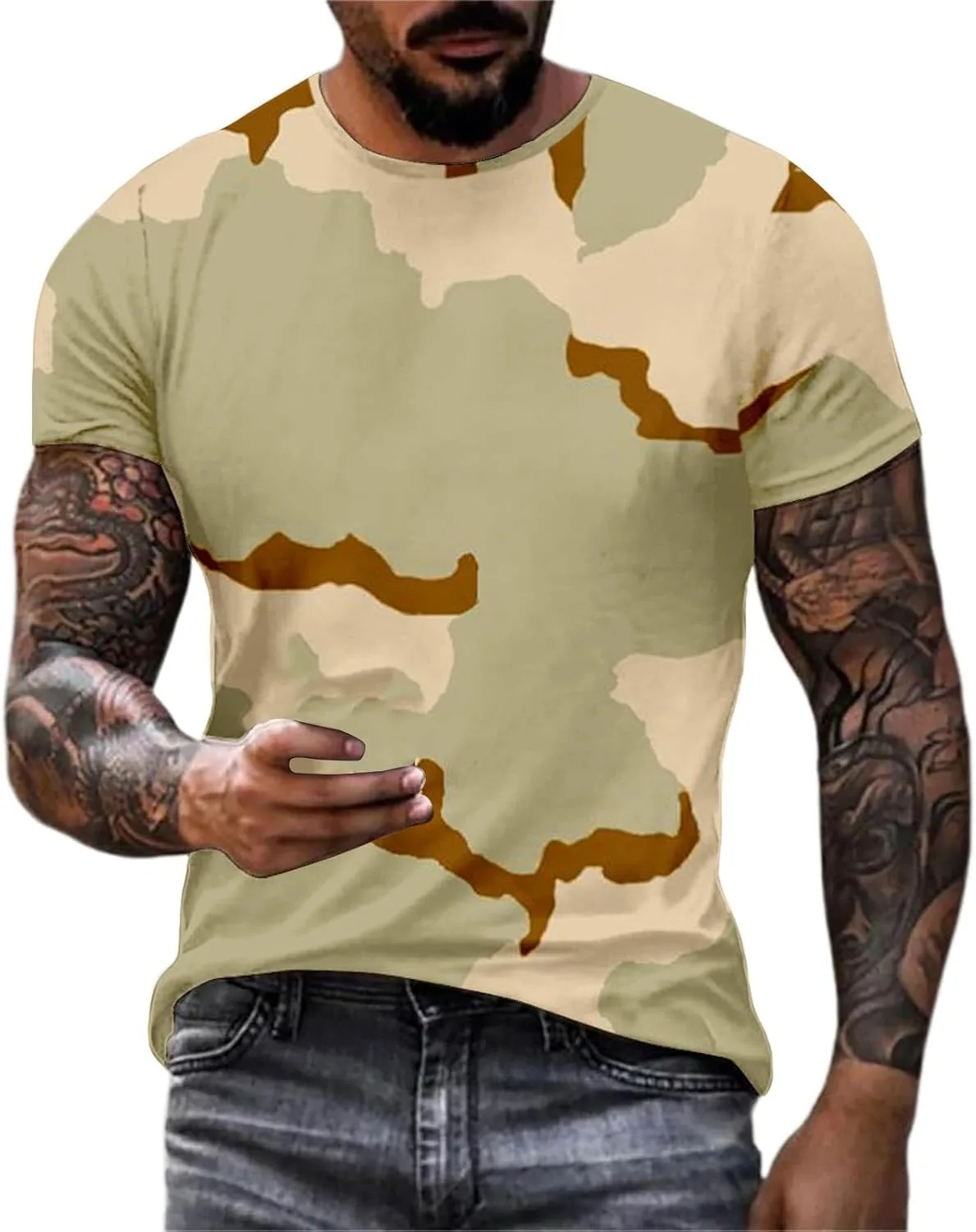 

Мужская футболка oversize с камуфляжным принтом slim fit