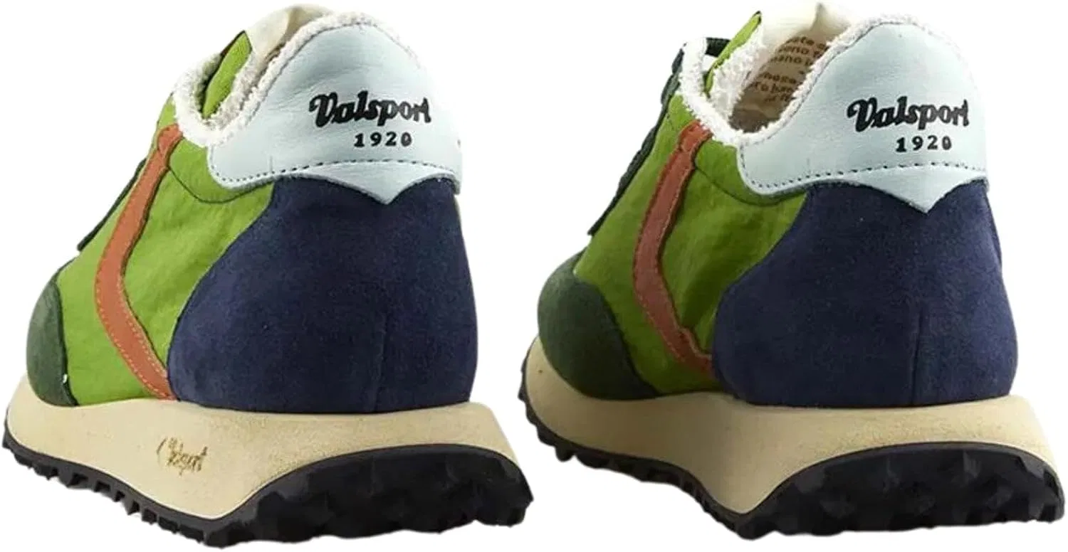 Мужские повседневные кроссовки Valsport Starting Shoes, верх из замши и нейлона, светло-зеленый цвет, кожа Boomerang, синие детали — фото 3