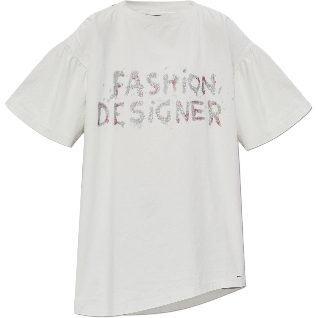 

Футболка с коротким рукавом в стиле distressed Balenciaga, белый