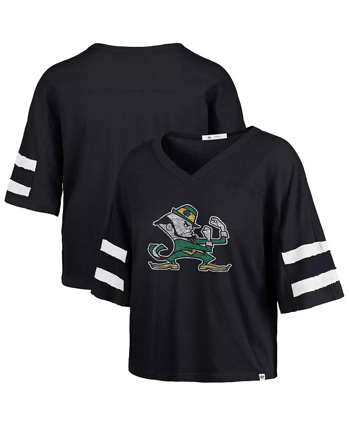 

47 Brand Женская темно-синяя футболка Notre Dame Fighting Irish Premier Scout с полосками на рукавах, свободный крой Dolman '47 Brand