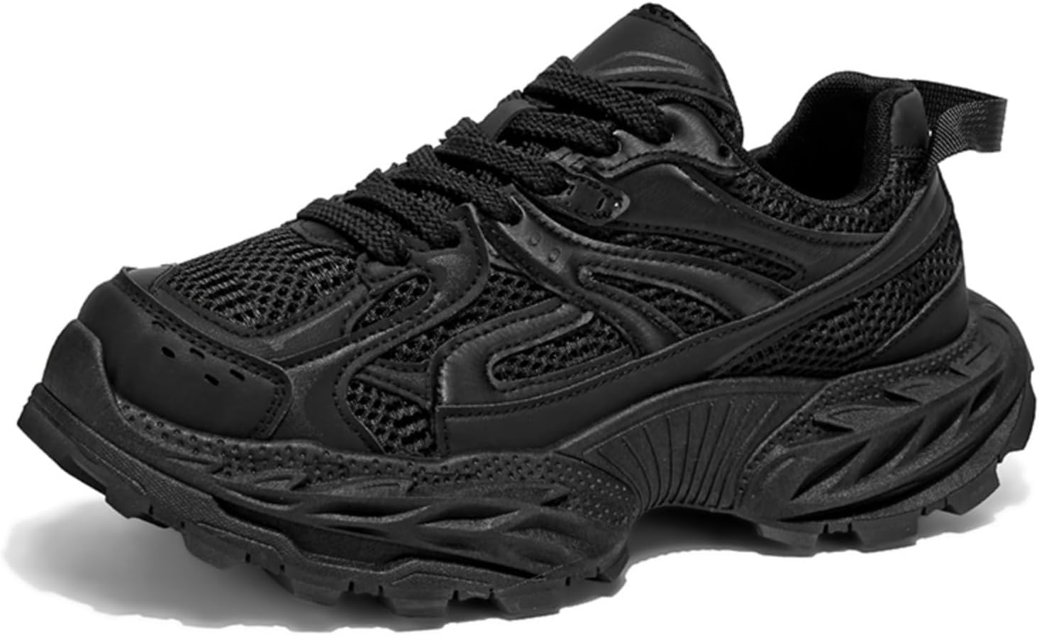 

Мужские модные массивные кроссовки на платформе, шнуровка, повседневные, нескользящие, подходят для прогулок, вождения, работы и ежедневного использования Aokisx, черный