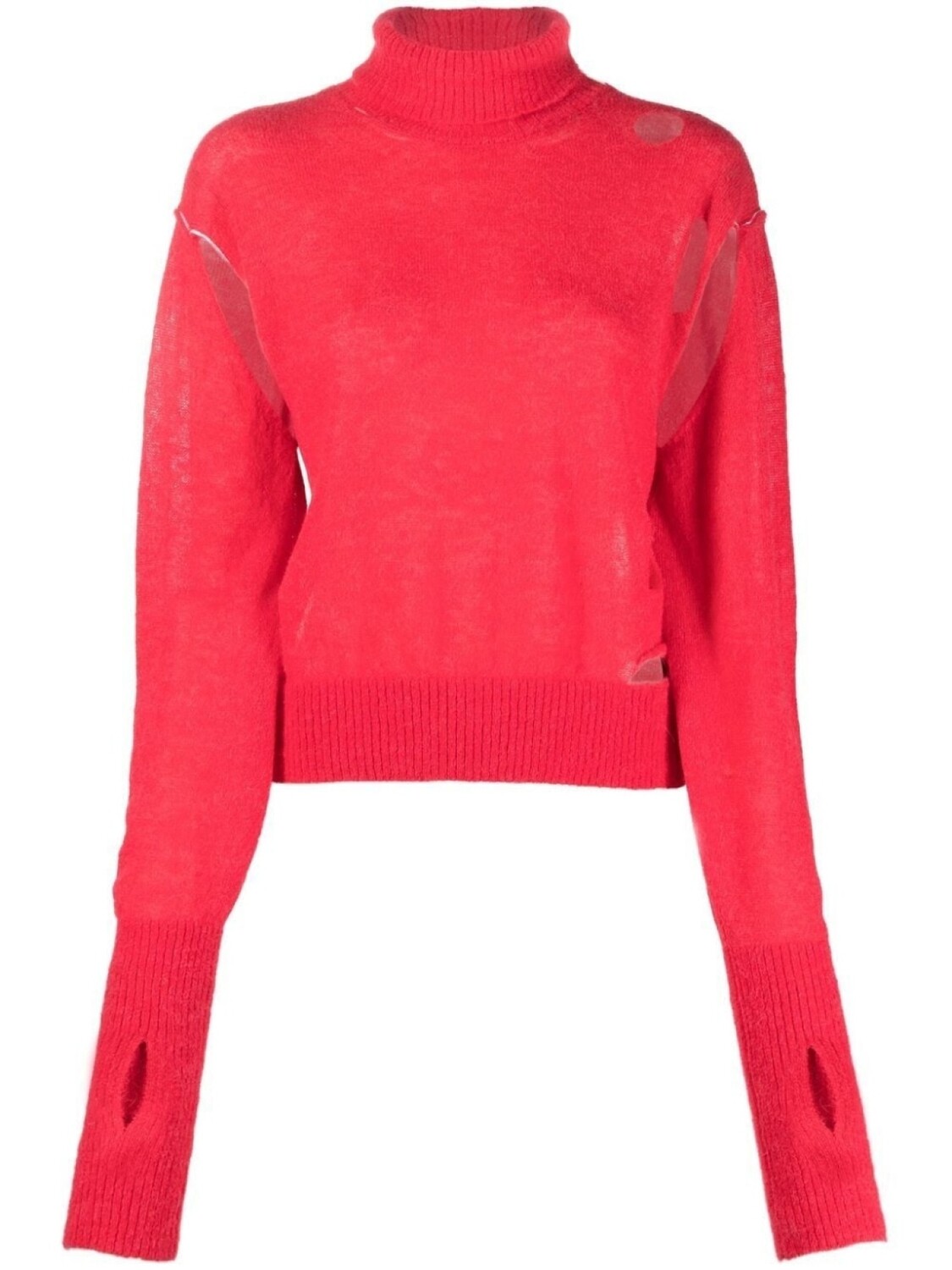 

MM6 Maison Margiela джемпер с высоким воротником и эффектом потертости, розовый