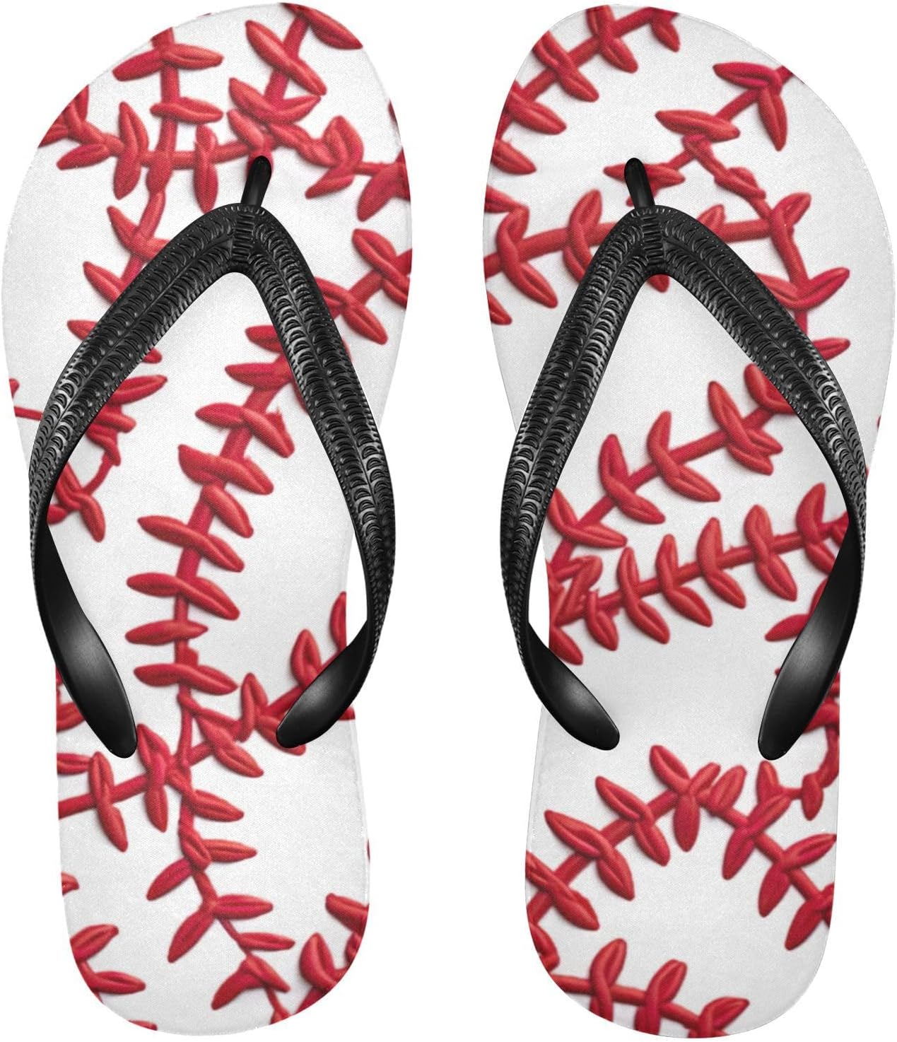 

Женские и мужские пляжные сандалии White Red Baseball сандалии для душа, летние повседневные шлепанцы Kfbe, белый/красный