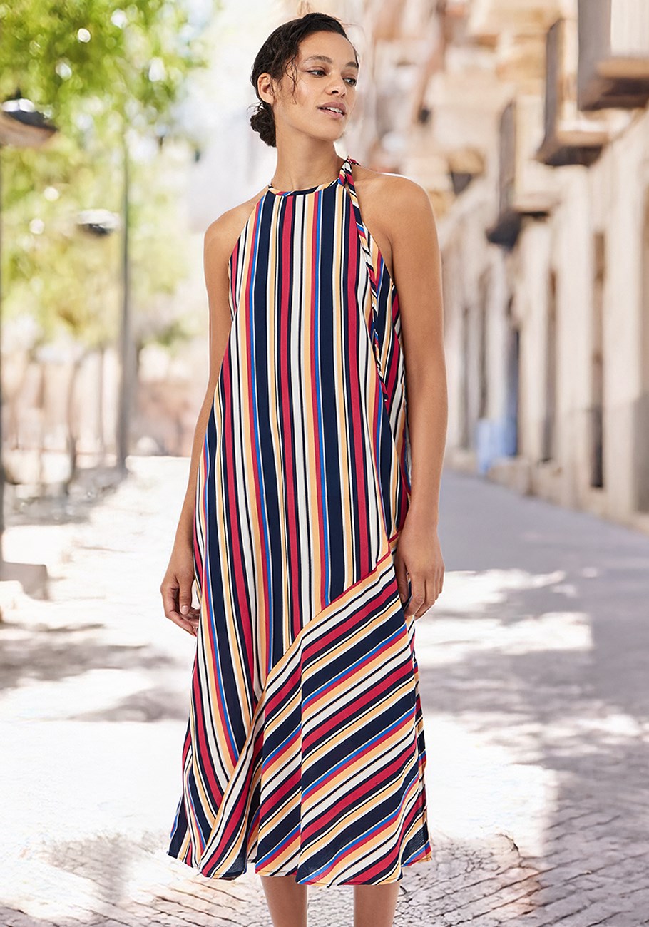

LASCANA Женское платье в полоску с высоким воротом, цвет multi striped