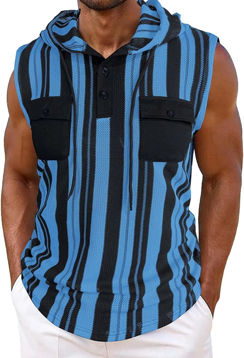 

Толстовка с капюшоном для мужчин, полоска, свободный крой