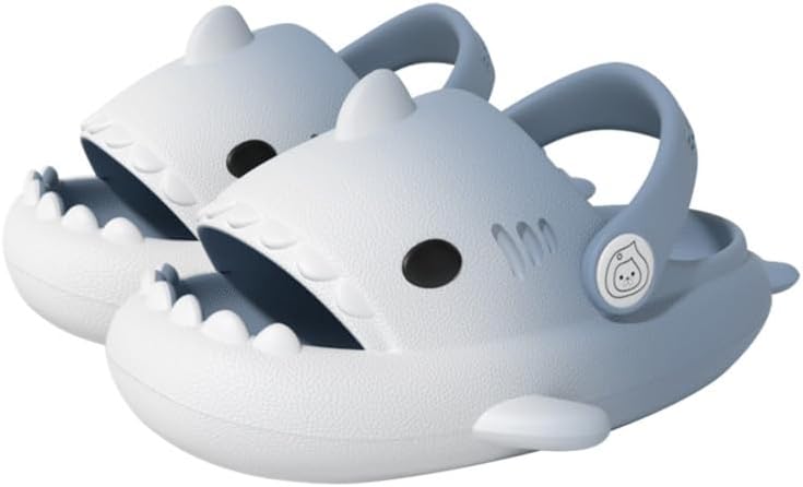 

Сланцы allgala Shark с задником, противоскользящие, с открытым носком, для мальчиков и девочек, для дома и улицы, удобные, с мягкой толстой подошвой, милым мультяшным дизайном, пляжные и для бассейна, белый/синий