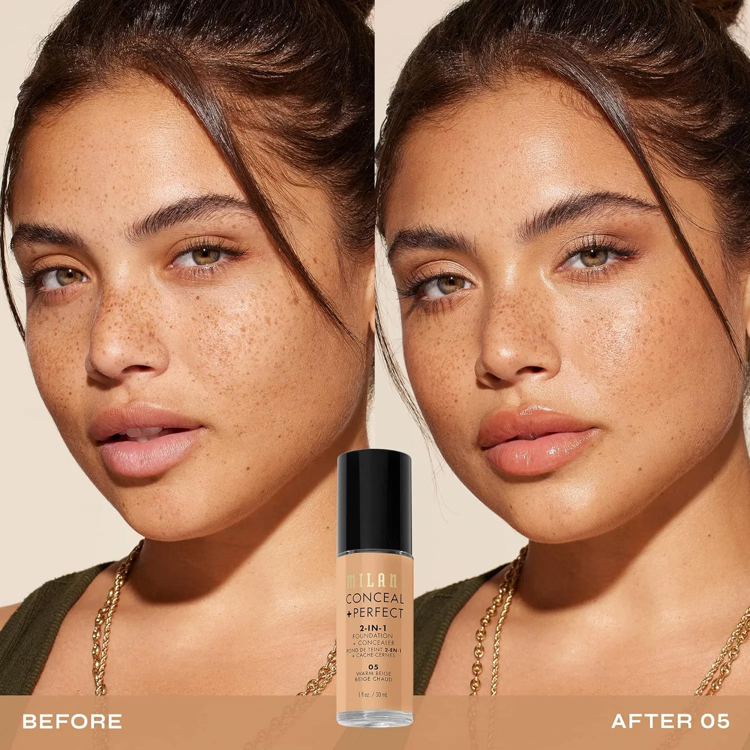 Тональная основа Milani Conceal + Perfect 2-in-1 Foundation + Concealer Warm Beige 30 мл — фото 3