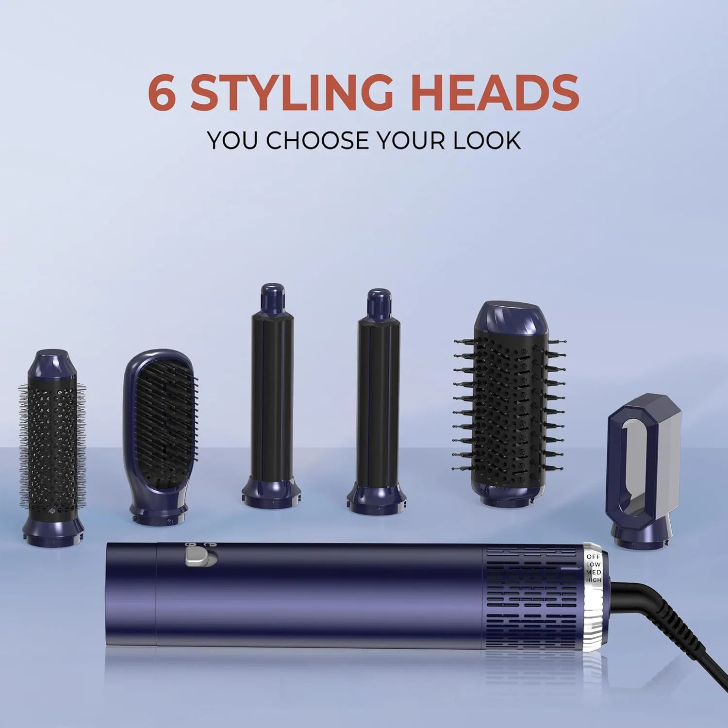 Набор для укладки волос 6-в-1 «Airstyler & Hair Dryer» с автоматической завивкой Ukliss, Dark Blue — фото 2