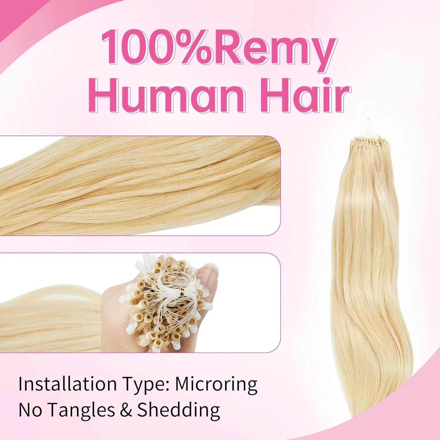 Набор микрокапсульных наращиваний из натуральных волос Remy от Beauty7 Beauty7, #613 Light Blonde — фото 4