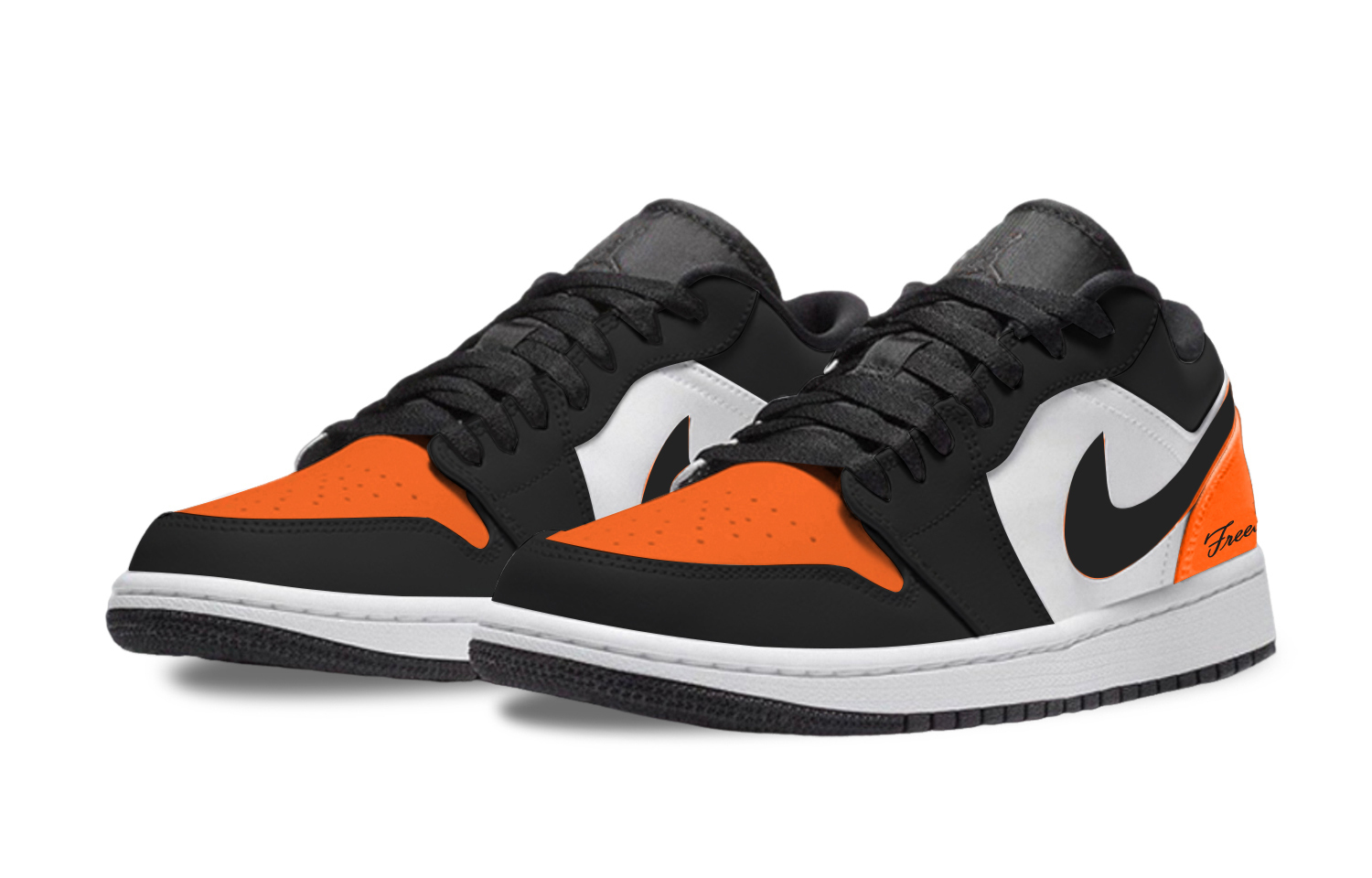 Air 1 Black Orange противоскользящие износостойкие низкие детские баскетбольные кроссовки Orange Jordan, черный оранжевый — фото 4