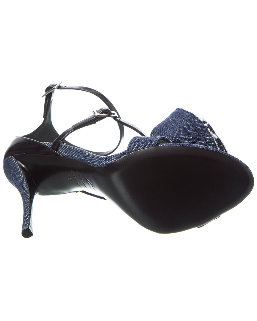 Roger Vivier Denim & Leather Sandal, синий — фото 4