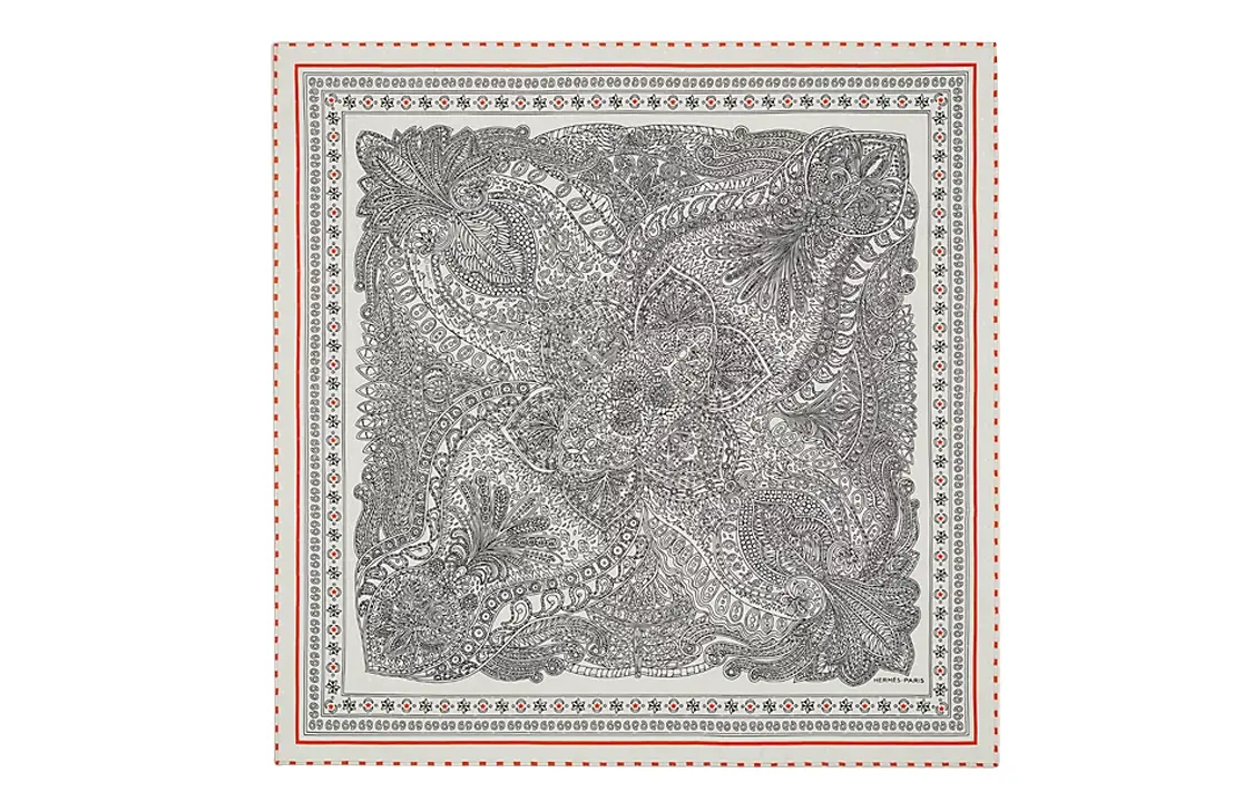 

HERMES Шёлковый шарф унисекс белый, White