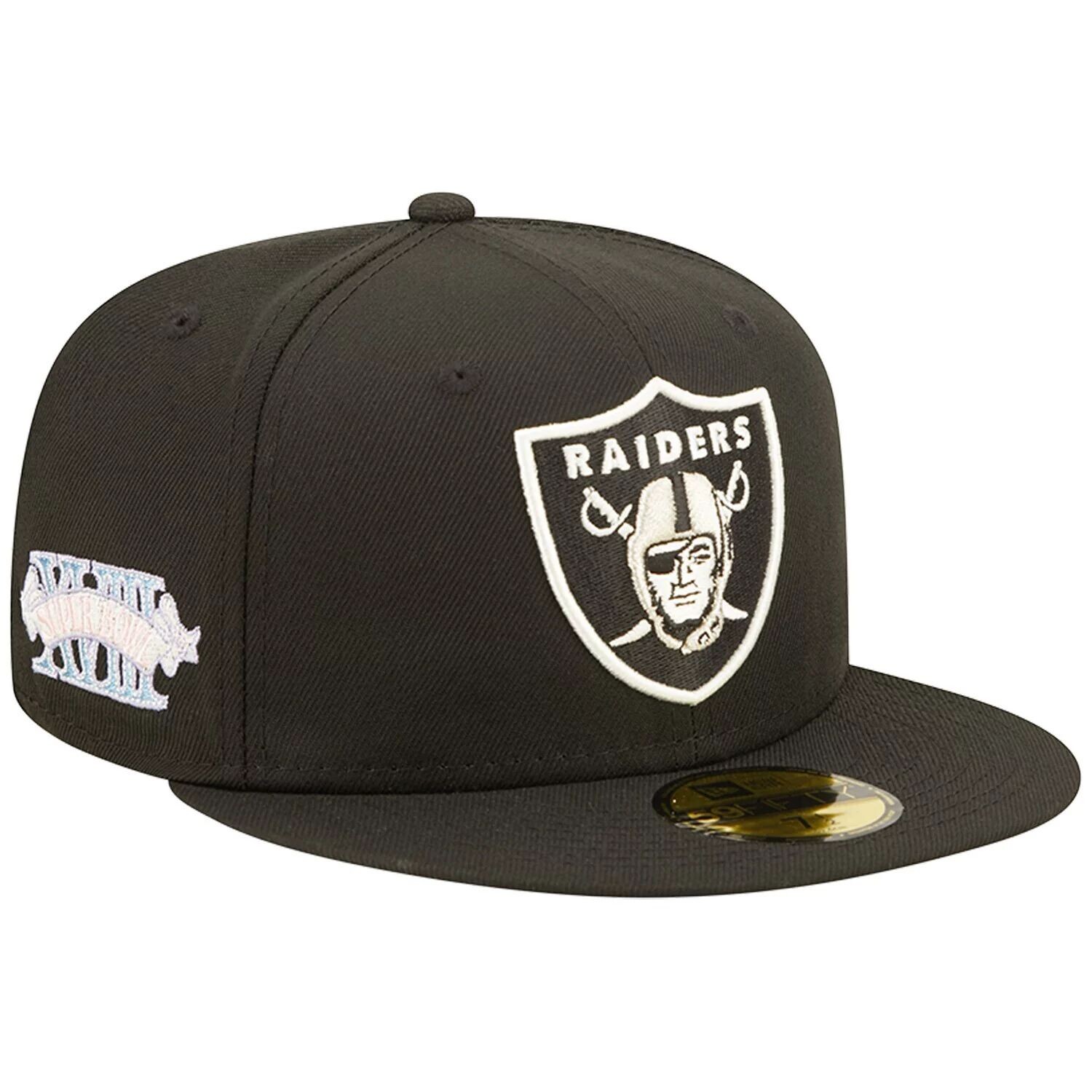 

Мужская облегающая шляпа New Era Black Las Vegas Raiders Super Bowl XVIII Pink Pop 59FIFTY