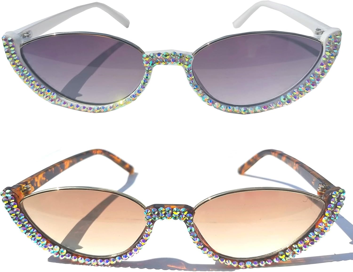 

Солнцезащитные очки Helena Fashion Cat Eye Candy color со стразами, винтажные бриллиантовые очки, блестящие солнцезащитные очки для женщин и девушек для вечеринок, Leopard+gray