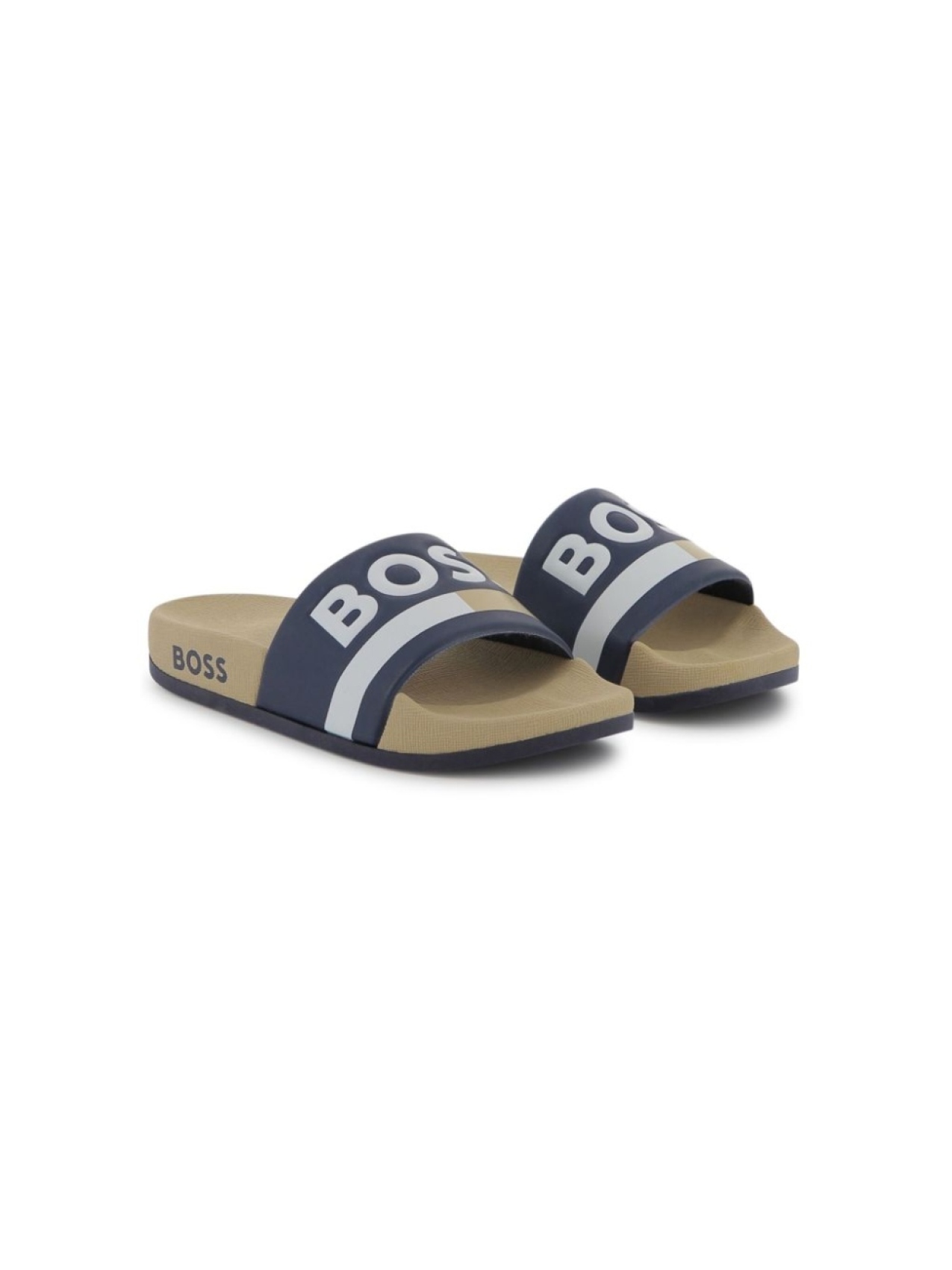 

BOSS Kidswear шлепанцы с логотипом, синий