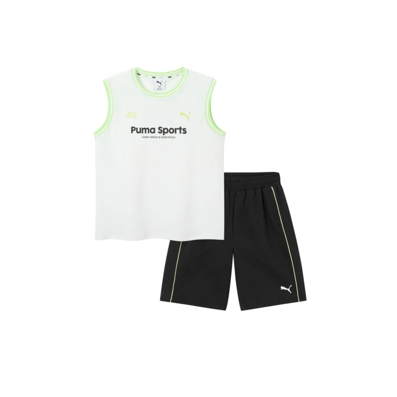 Детская повседневная спортивная футболка с круглым вырезом PUMA, Black White Tone 00391