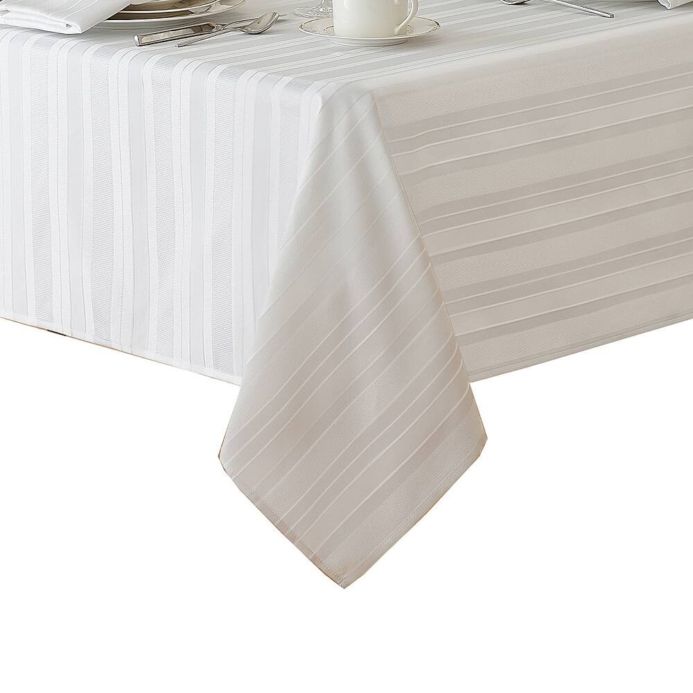 

Elrene Home Fashions Denley Жаккардовая прямоугольная скатерть в полоску в полоску, белый