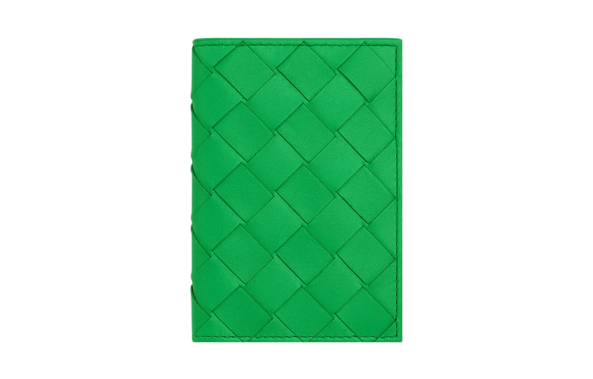 

Bottega Veneta Мужской кошелек для карт из коровьей кожи, цвет попугайный зеленый