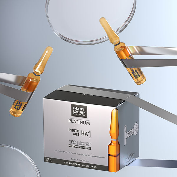 Сыворотка MartiDerm — Увлажняющая и осветляющая для лица в ампулах, /1 упаковка. Platinum photo ahe ha+, 2 мл — фото 2