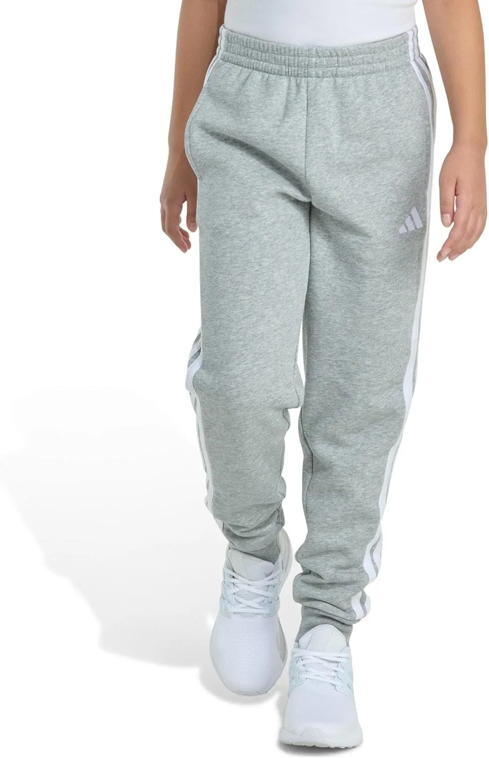 Детские флисовые спортивные брюки Adidas с тремя полосками, Medium Grey Heather