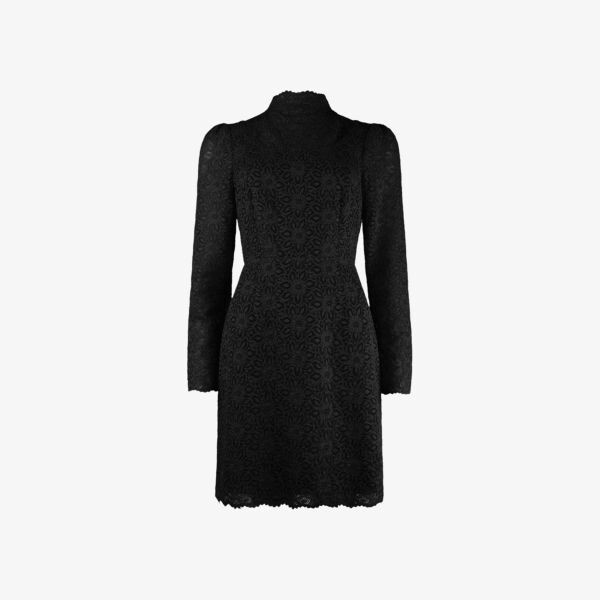 

Мини-Платье с высоким воротом и кружевом Scallop-Hem Ro&Zo, черный