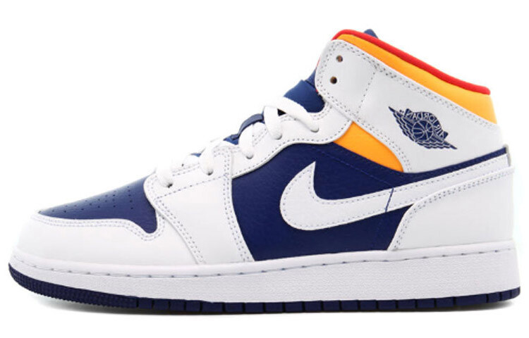 

Jordan 1 Mid White Laser Orange Deep Royal Blue (GS)