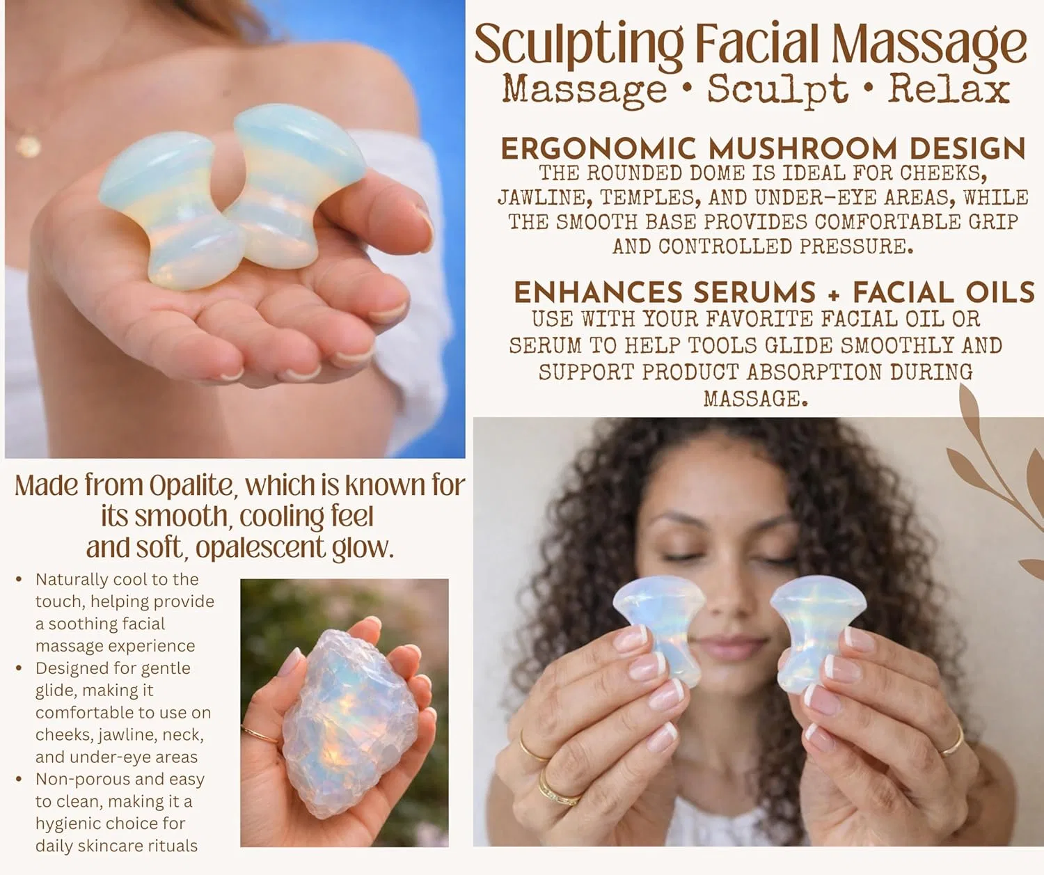 Набор для лица Gua Sha Mushroom Boho Aromatic из 2 предметов, опалит — фото 4