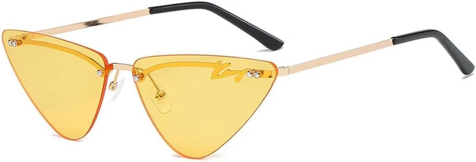 

Модные розовые солнцезащитные очки большого размера без оправы «кошачий глаз» для женщин, уникальные треугольные линзы Ocean, без оправы для мужчин HVTVTLA, C2