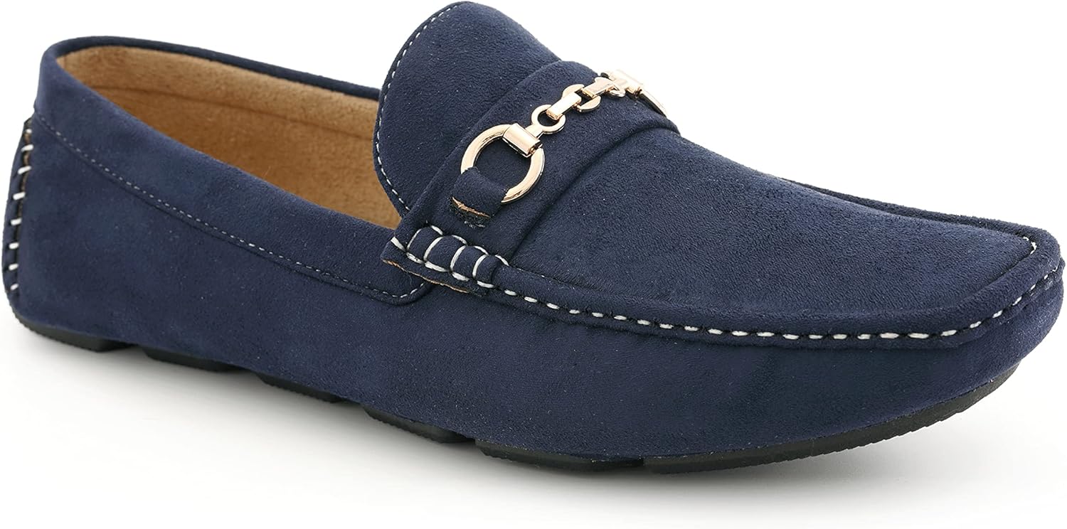 

Amali Ecker, Мужская повседневная обувь - Мужские лоферы - Мужские мокасины - Слипоны для мужчин - Мокасины для вождения - С украшением в виде цепочки, Удобные домашние тапочки, темно-синий