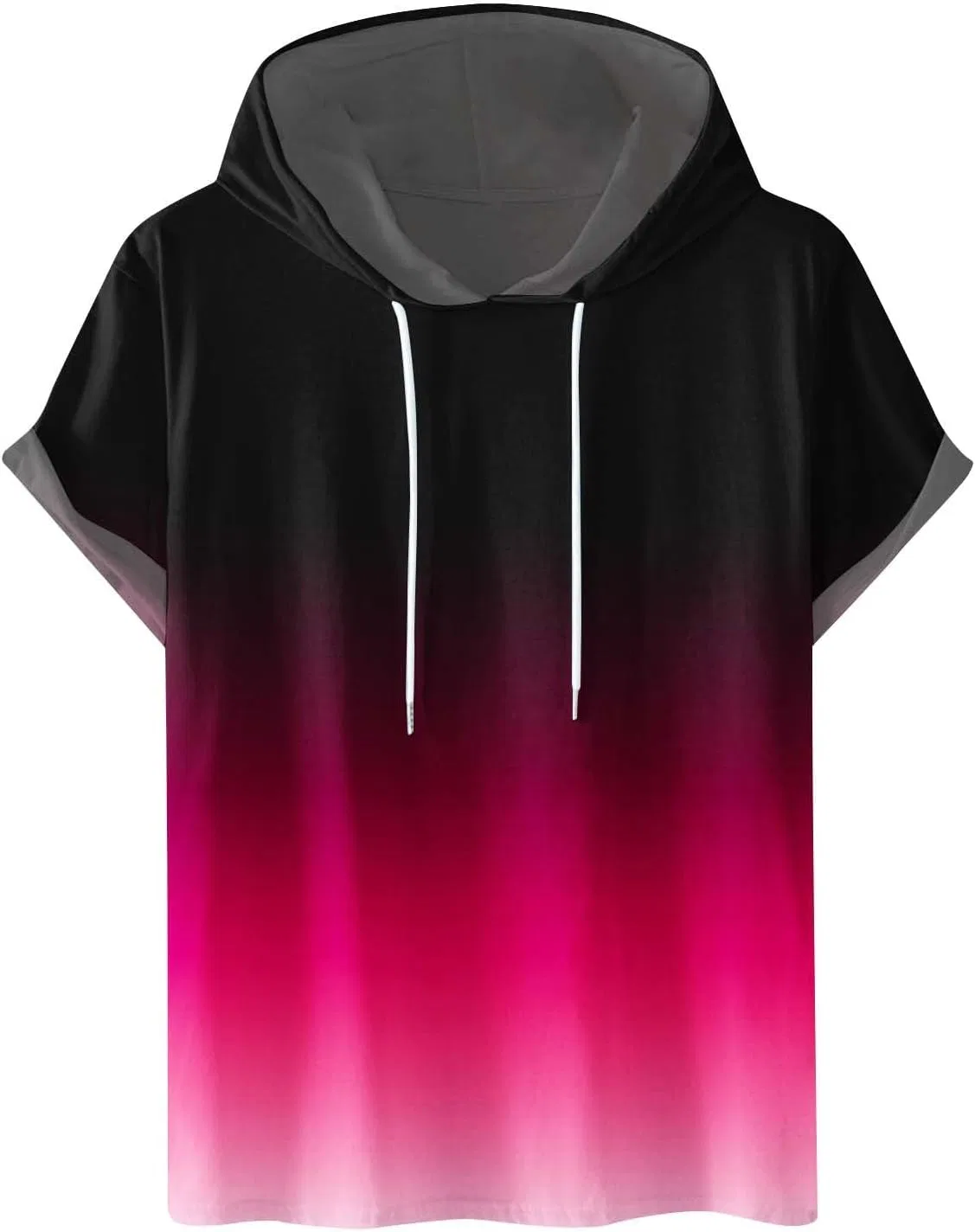 Футболка с капюшоном оверсайз градиентная, Athletic, A03#hot Pink