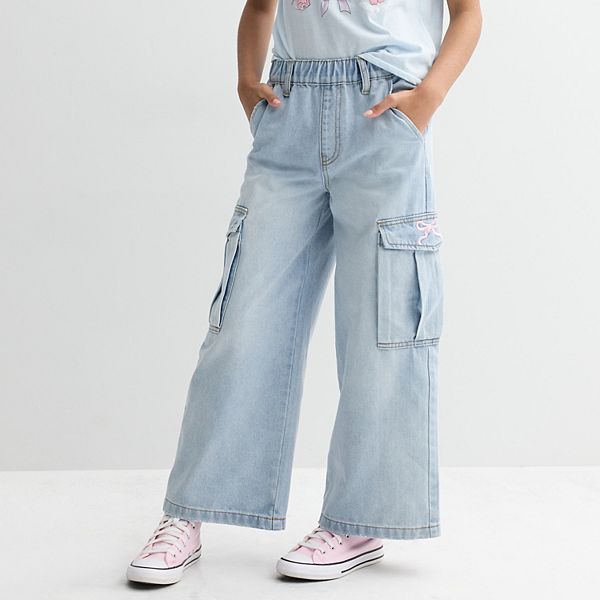 

Джинсы карго с широкими штанинами и вышивкой бантом для девочек 7-16 лет Gogo Star