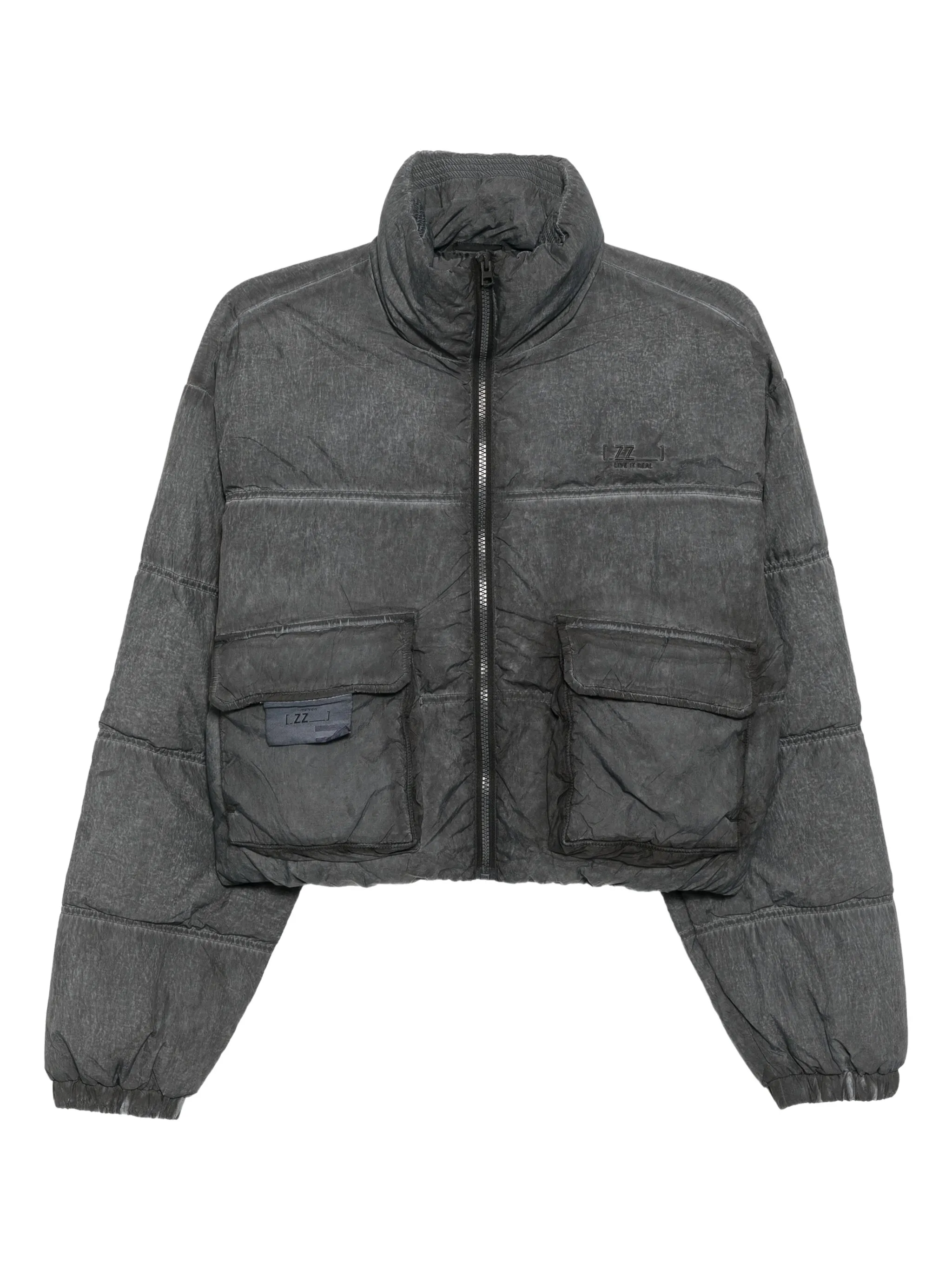 

Укороченный пуховик с логотипом Izzue, серый