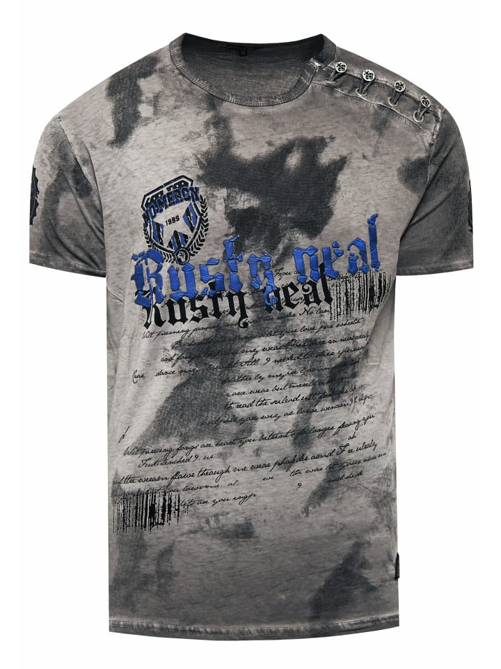 

Выцветшая футболка с логотипом и планкой на пуговицах антрацитового цвета Rusty Neal, Черный, Выцветшая футболка с логотипом и планкой на пуговицах антрацитового цвета Rusty Neal