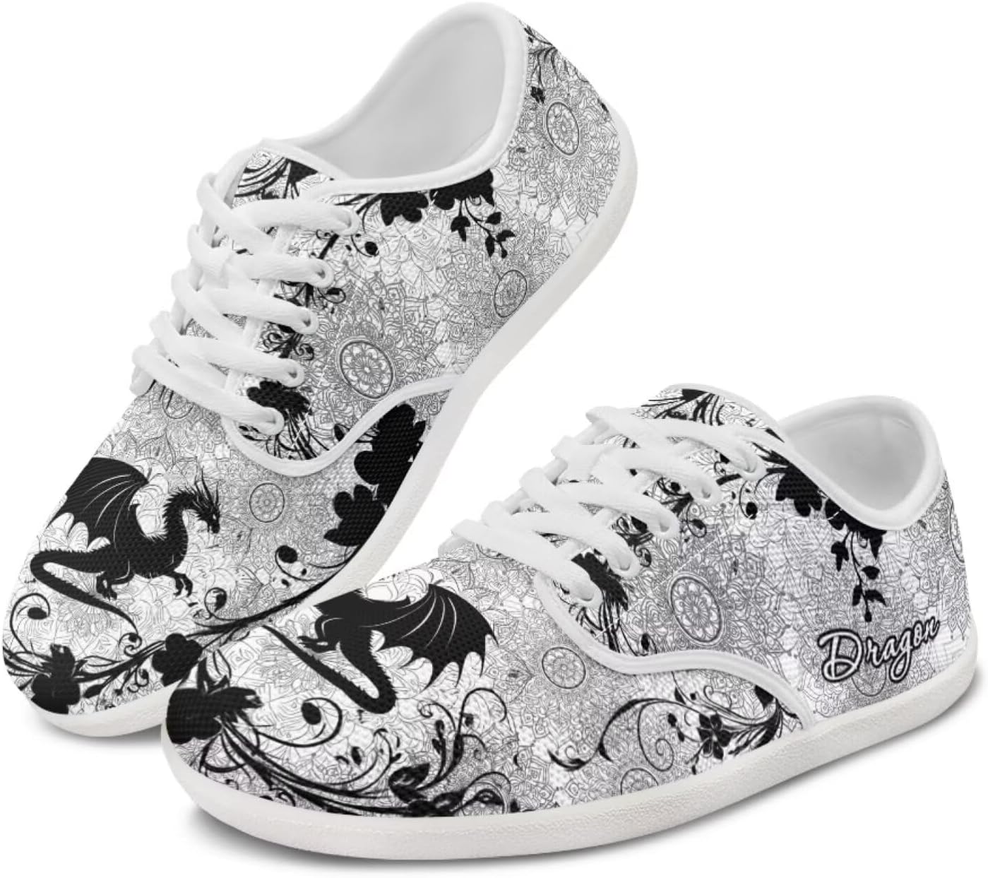 

Кроссовки с широким носком для мужчин и женщин, с животным принтом, для ходьбы, с нулевым перепадом и минималистичным дизайном Pointodoor, Dragon Boho Mandala