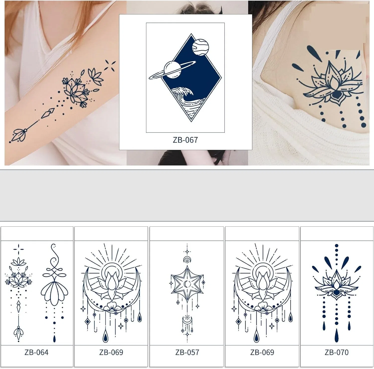 Временные татуировки 2 шт геометрические растения Herbal Tattoo ZB-067 One Color — фото 2