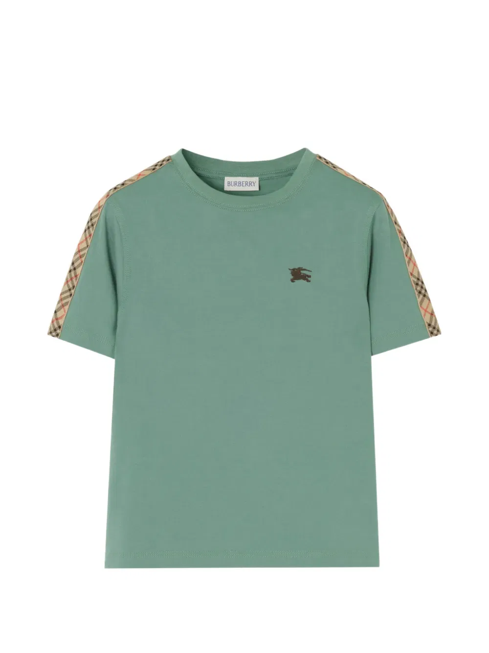 Хлопковая футболка в клетку Burberry Kids, зеленый