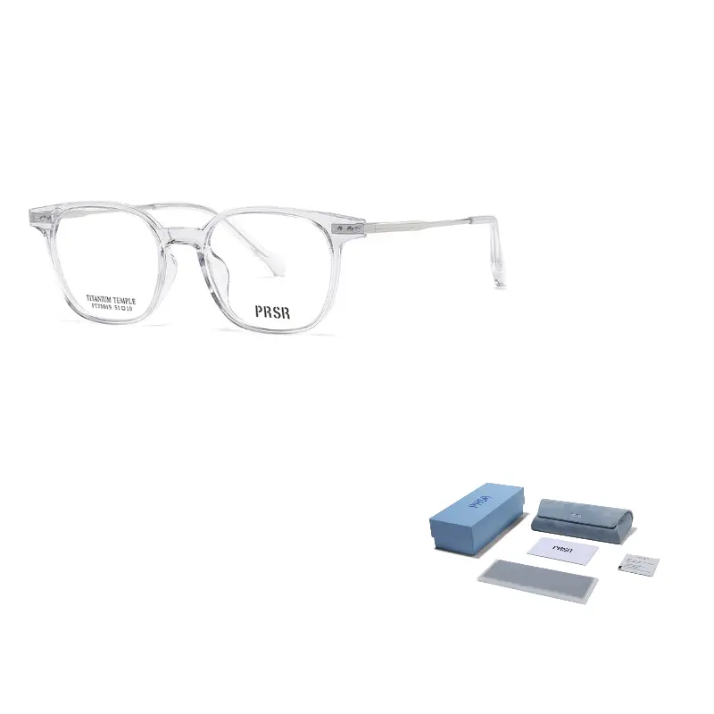 

Prsr Пластиковая оправа для очков квадратной формы, Clear Silver PT75019COL.61