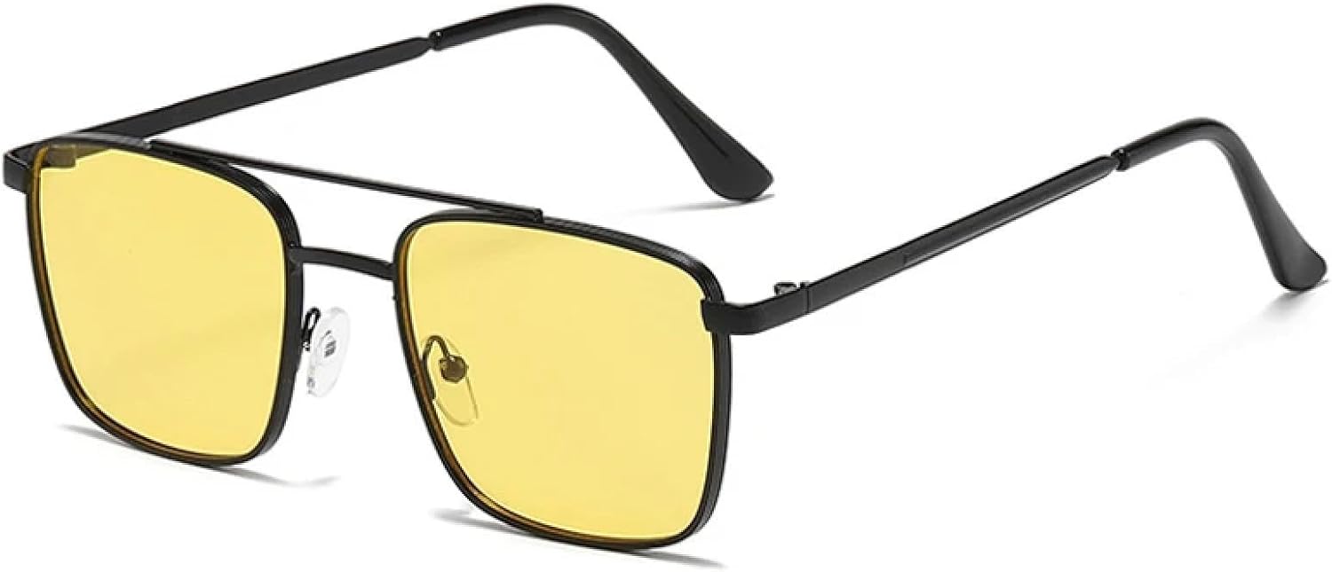 

Ретро-солнцезащитные очки с двойными металлическими перемычками для женщин, модные, с прозрачными линзами с градиентом цвета "океан", защита от УФ-излучения UV400 TVTBBVV, Black Yellow